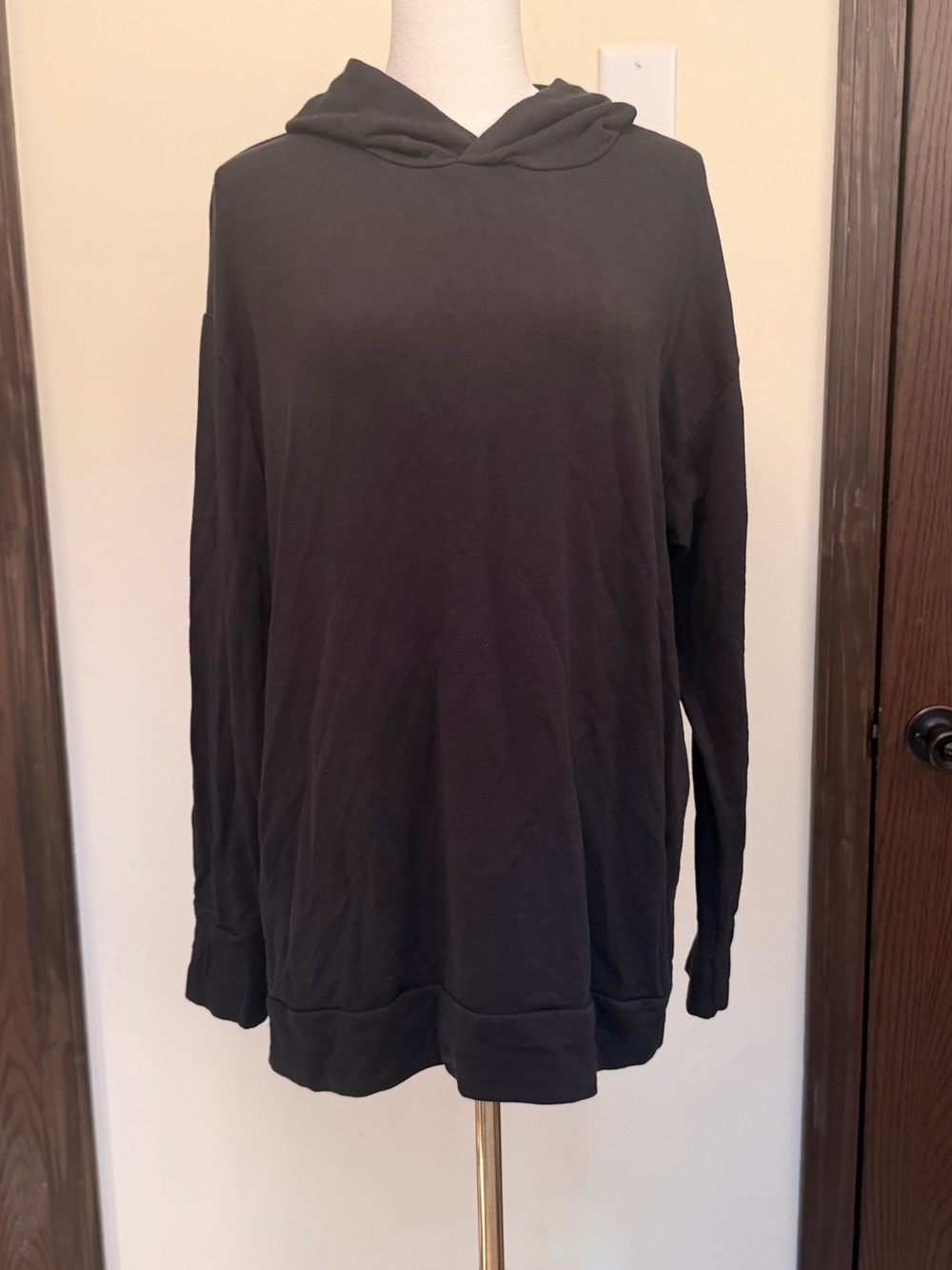 aerie Black Lightweight Hooded Long-Sleeve Oversized Pullover